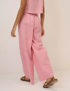 Pure Cotton Striped Straight Leg Trousers