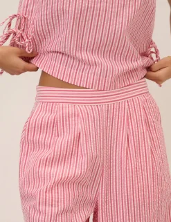 Pure Cotton Striped Straight Leg Trousers