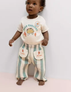 Pure Cotton Striped Taco Tuesday Trousers (0-5 Yrs)