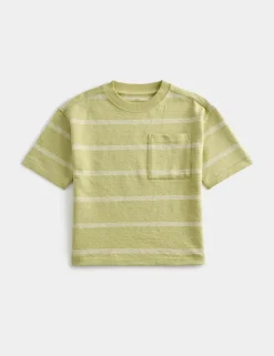 Pure Cotton Striped Textured T-Shirt (2-8 Yrs)