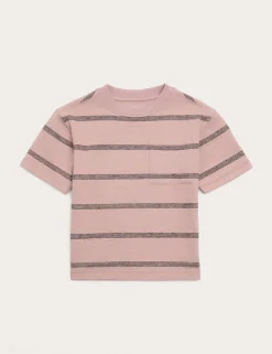 Pure Cotton Striped Textured T-Shirt (2-8 Yrs)