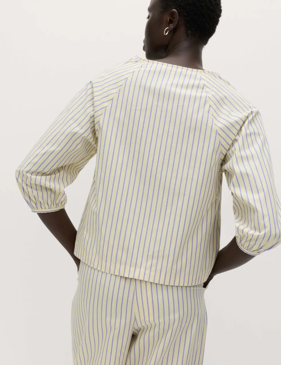 Pure Cotton Striped Tie Front Blouse