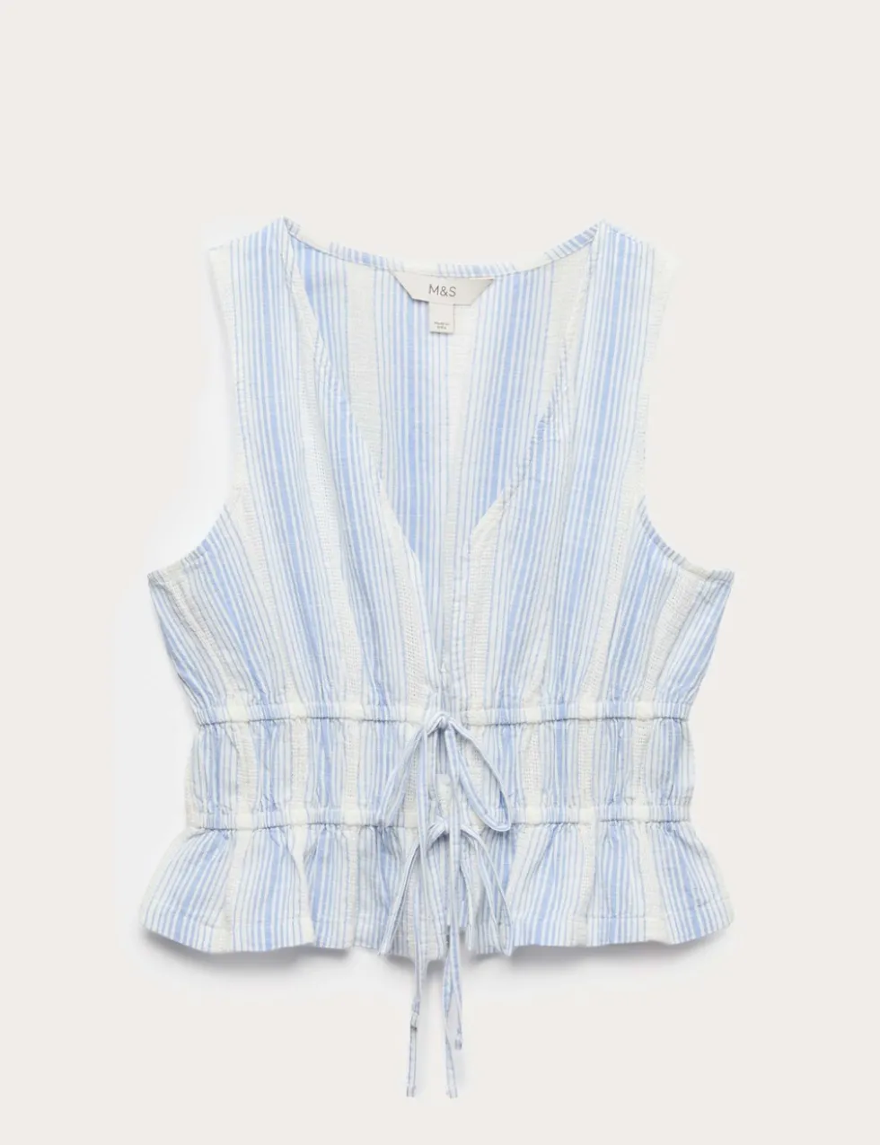 Pure Cotton Striped Tie Front Beach Top