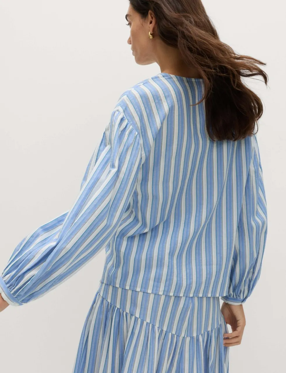 Pure Cotton Striped Tie Front Blouse