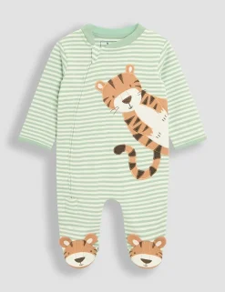 Pure Cotton Striped Tiger Sleepsuit (0-12 Mths)