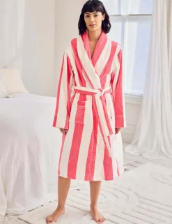 Pure Cotton Striped Towelling Dressing Gown