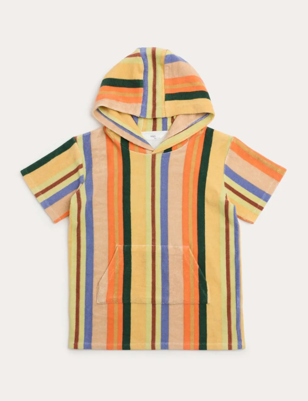 Pure Cotton Striped Towelling Poncho (2-8 Yrs)