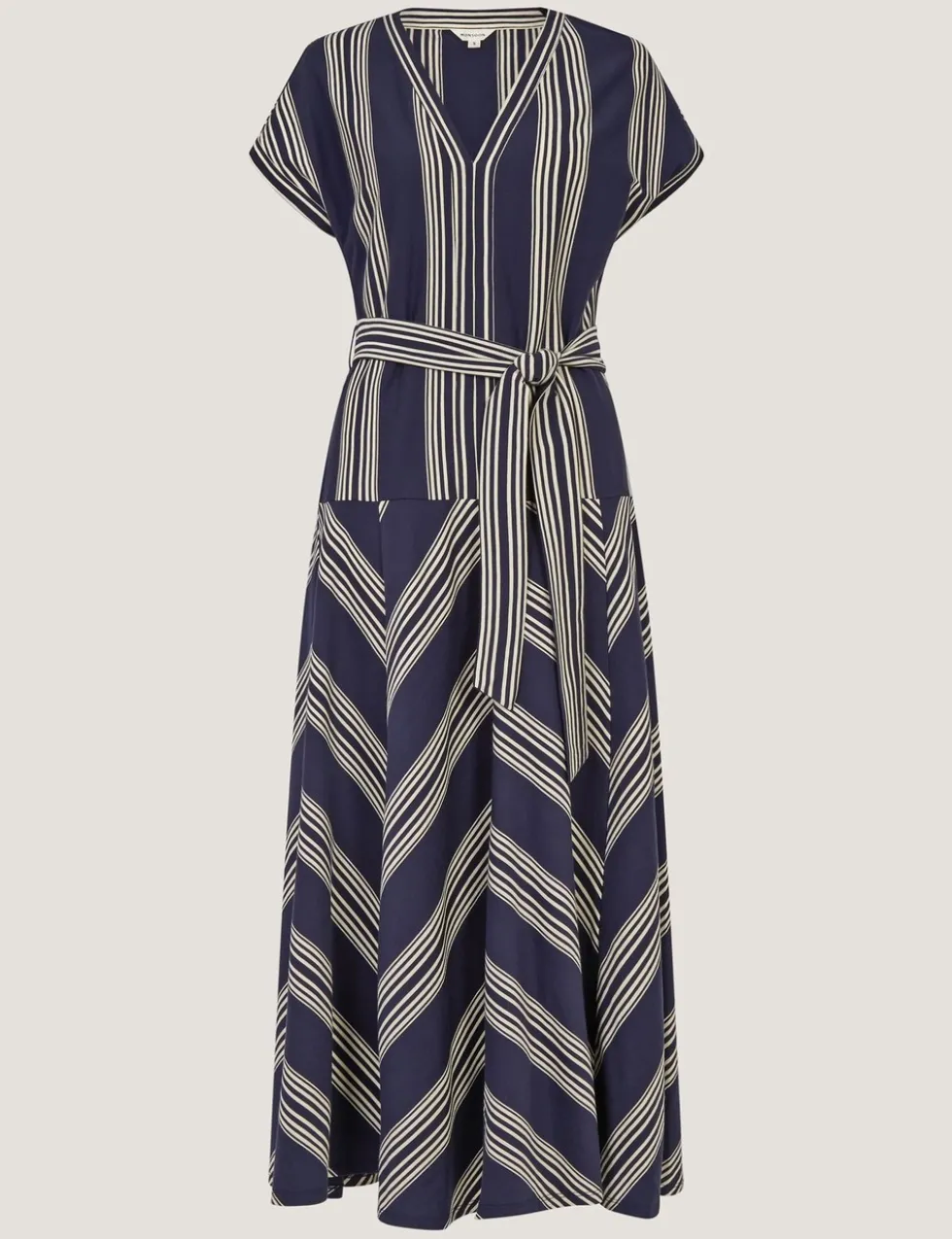 Pure Cotton Striped V-Neck Maxi Smock Dress
