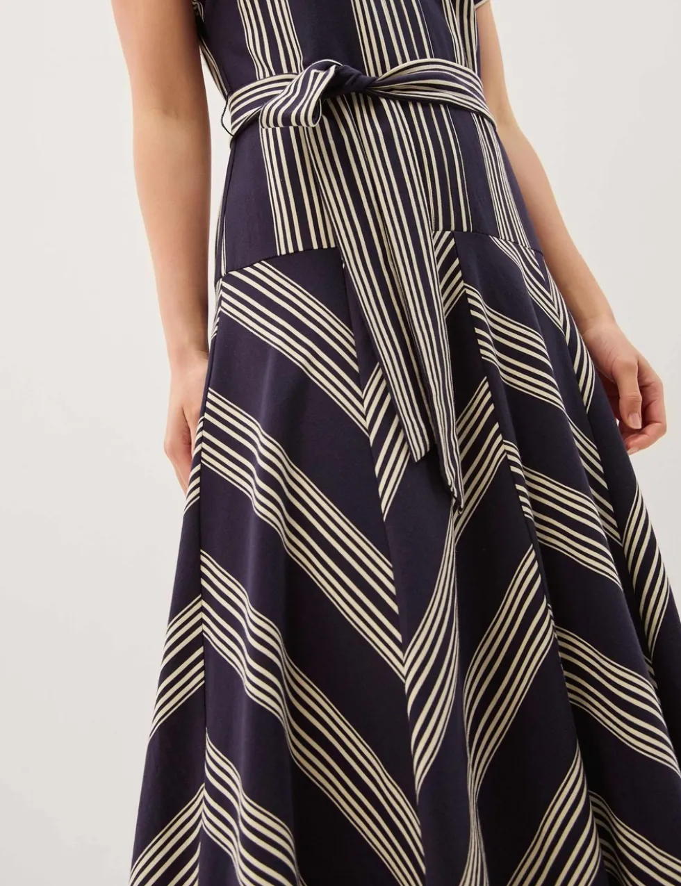 Pure Cotton Striped V-Neck Maxi Smock Dress