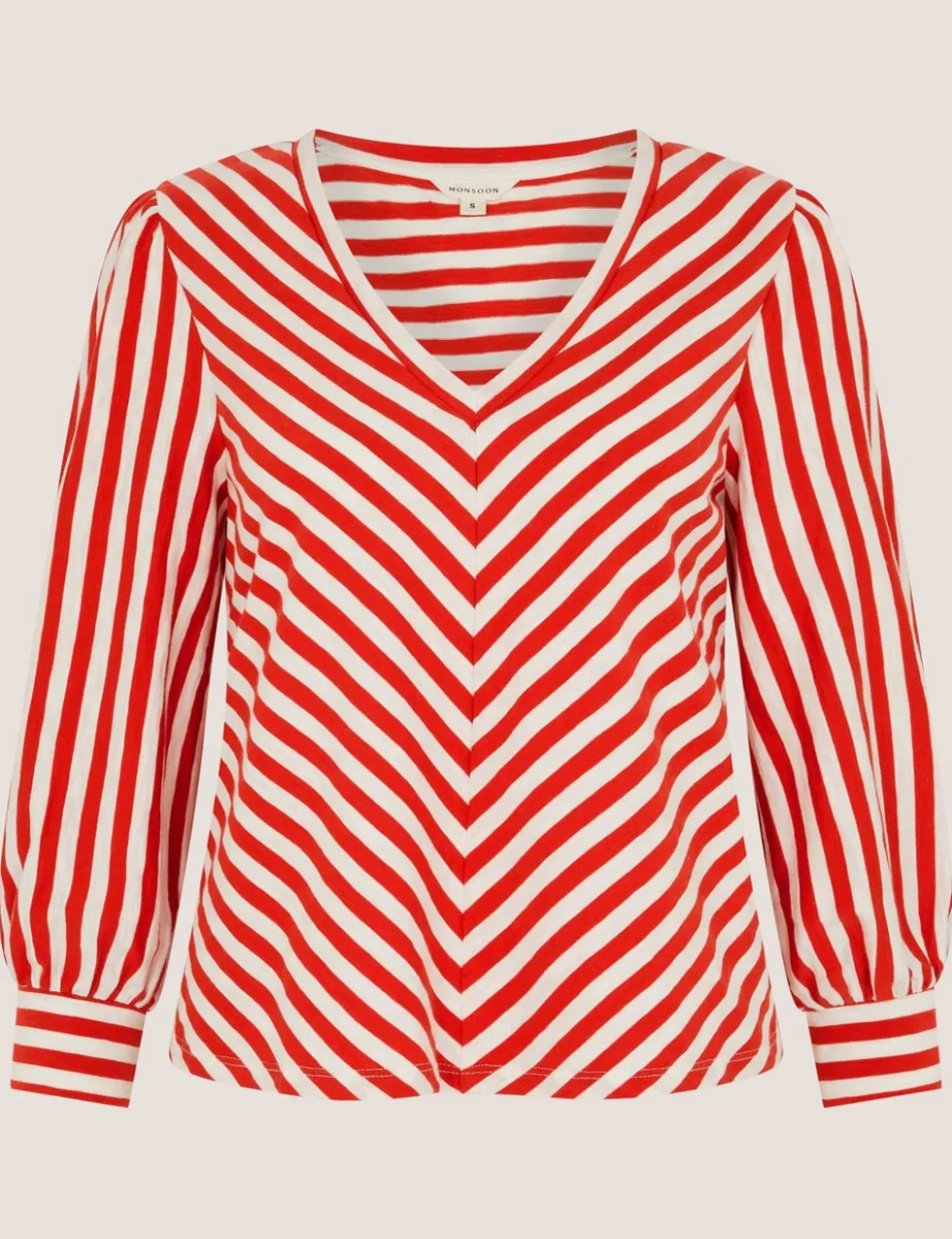 Pure Cotton Striped V-Neck Blouse