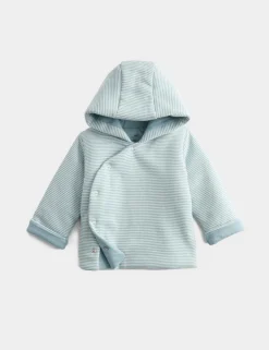 Pure Cotton Striped Wadded Jacket (0-12 Mths)