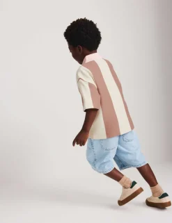 Pure Cotton Striped Waffle Rugby Top (2-8 Yrs)