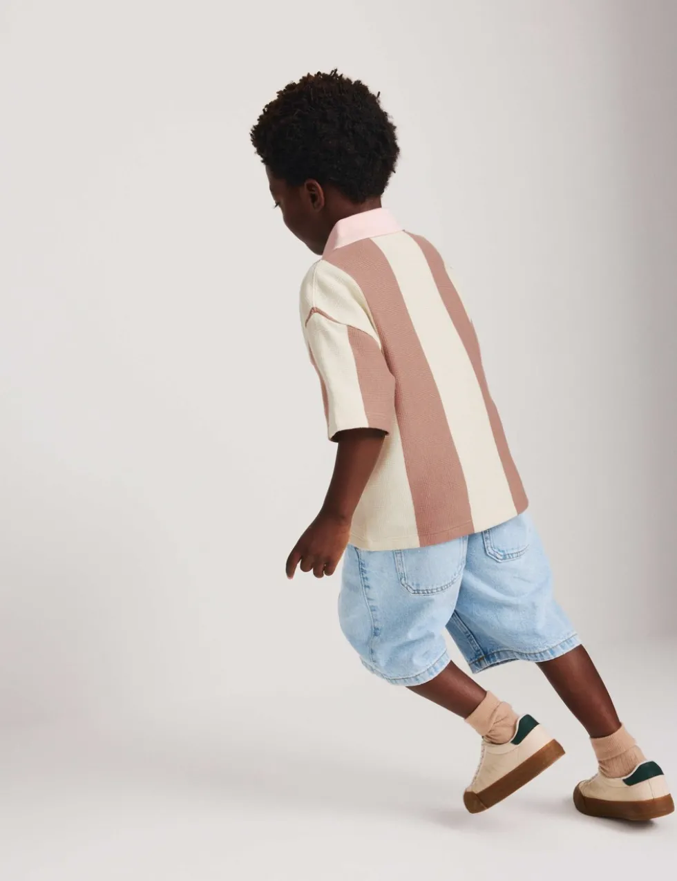 Pure Cotton Striped Waffle Rugby Top (2-8 Yrs)
