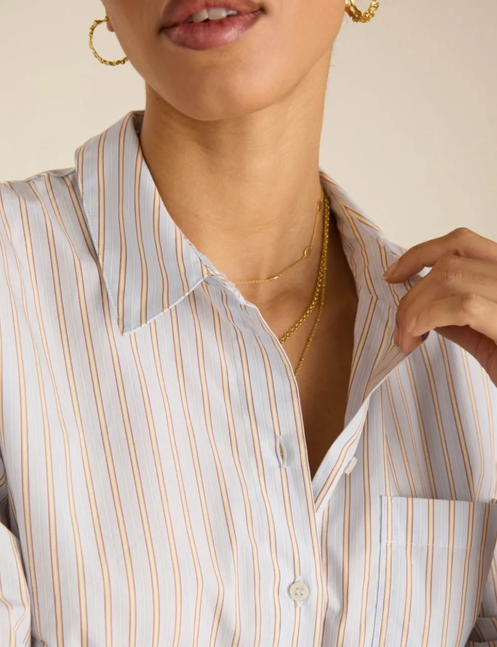 Pure Cotton Striped Waisted Shirt
