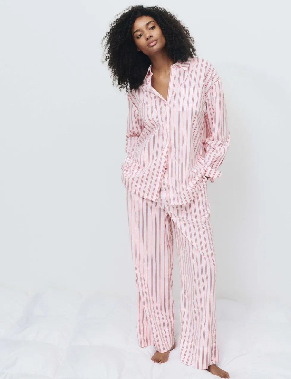 Pure Cotton Striped Wide Leg Pyjama Bottoms