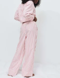 Pure Cotton Striped Wide Leg Pyjama Bottoms
