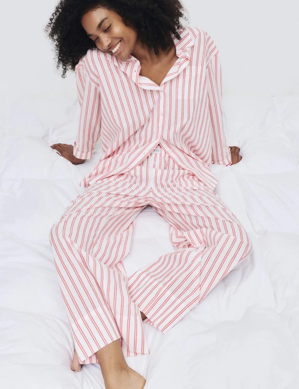 Pure Cotton Striped Wide Leg Pyjama Bottoms