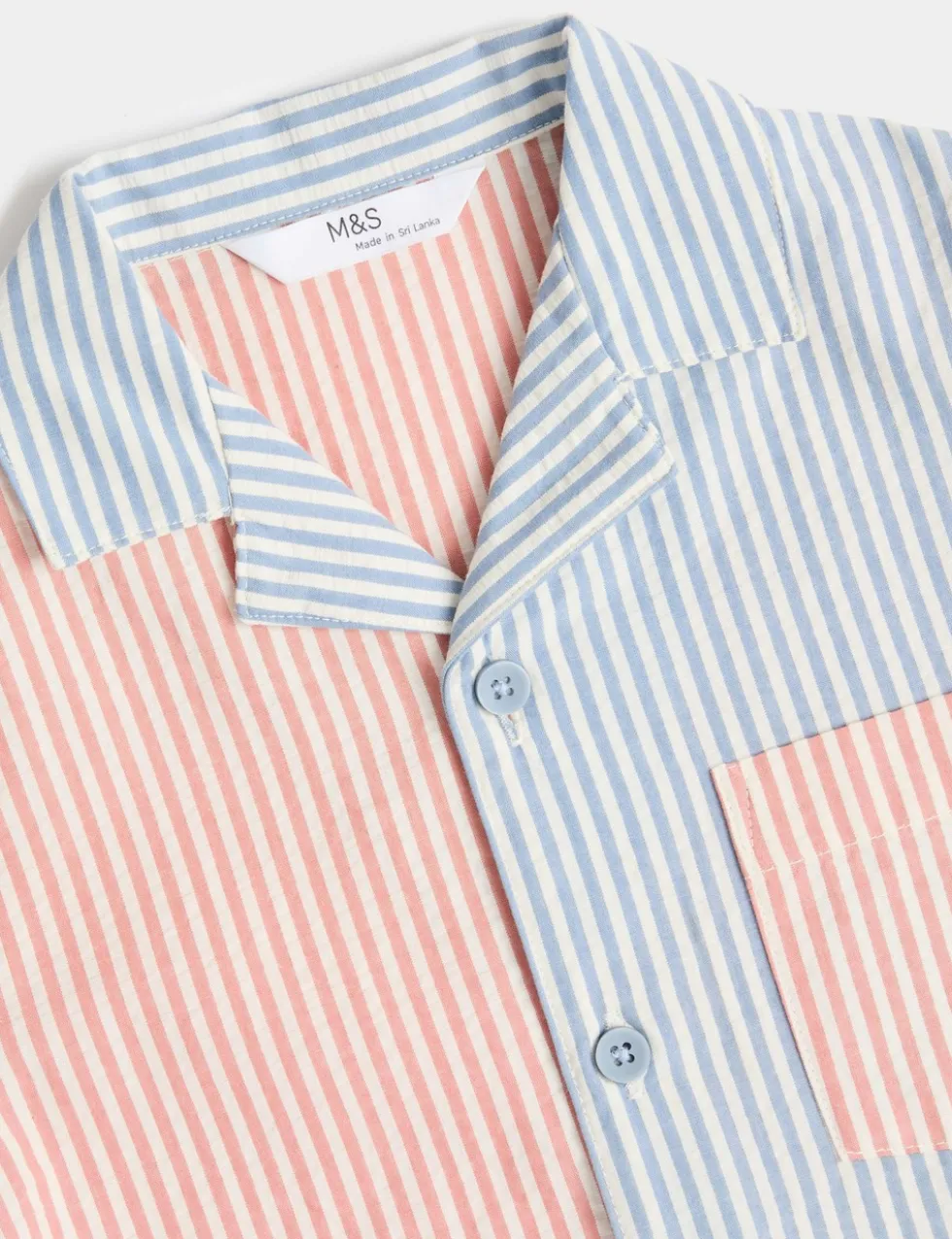 Pure Cotton Striped Woven Short Pyjamas (1-8 Yrs)