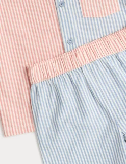 Pure Cotton Striped Woven Short Pyjamas (1-8 Yrs)