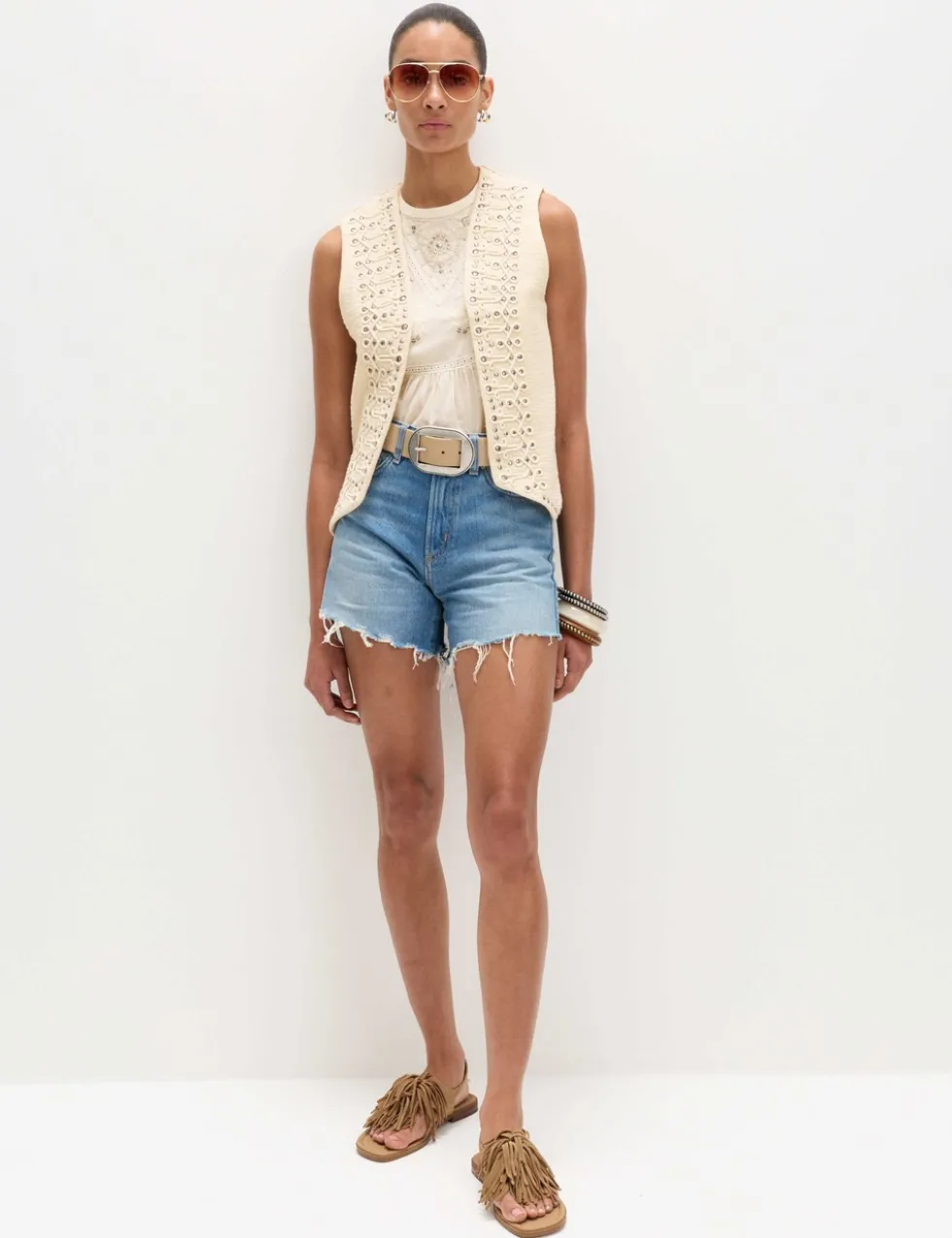 Pure Cotton Studded Gilet