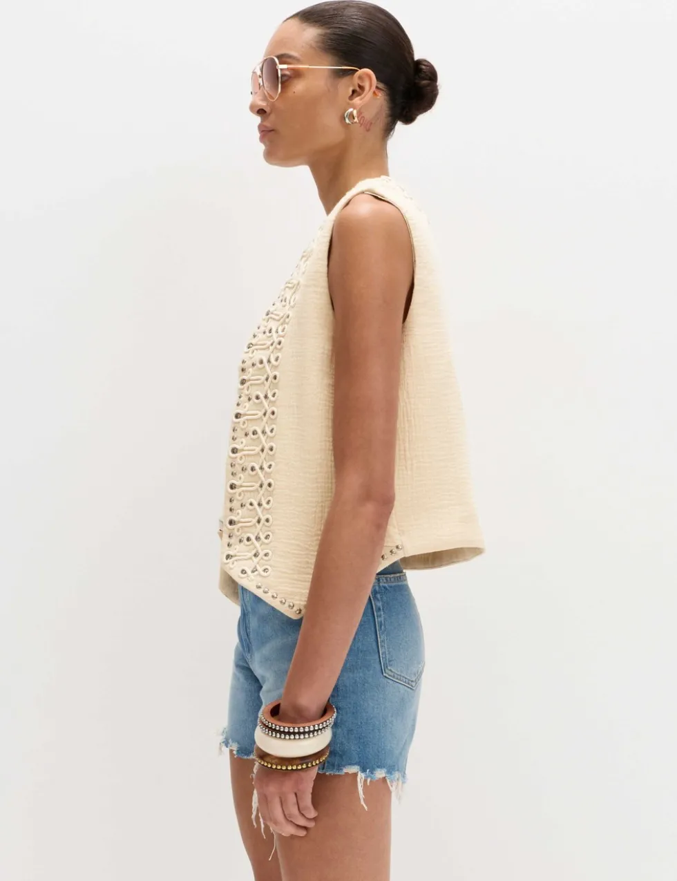 Pure Cotton Studded Gilet