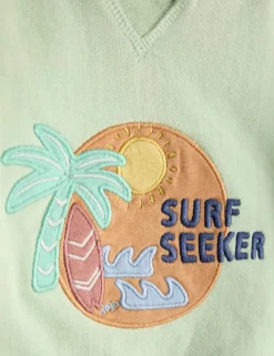 Pure Cotton Surf Seeker Slogan Sweatshirt (6 Months-7 Years)