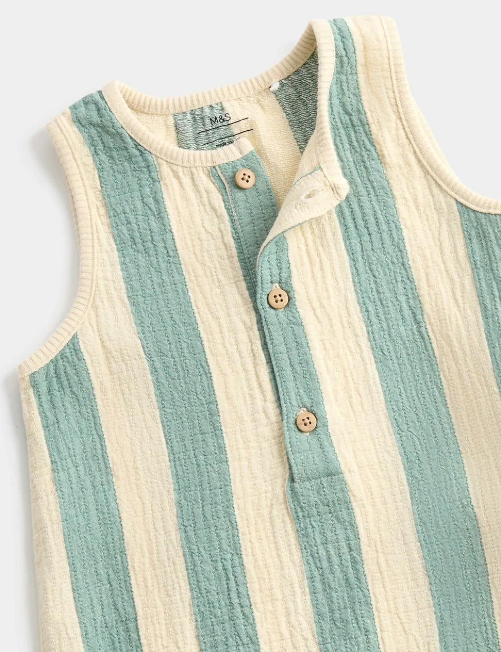 Pure Cotton Taco Striped Dungarees (0-3 Yrs)