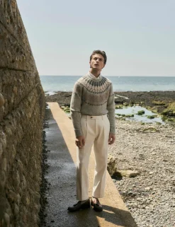 Pure Cotton Tapered Fit Pleated Twill Trousers