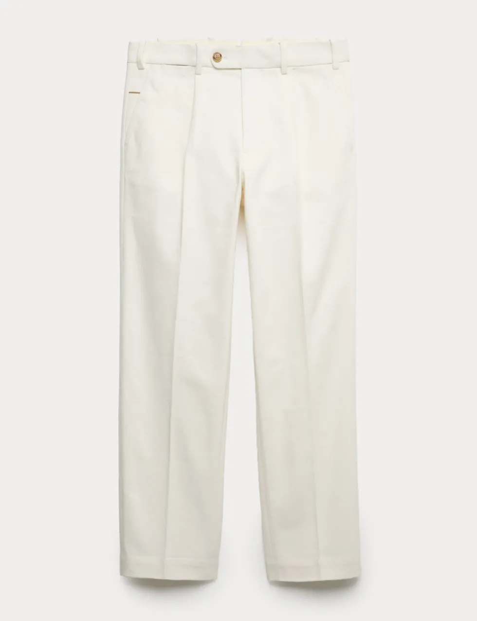Pure Cotton Tapered Fit Pleated Twill Trousers