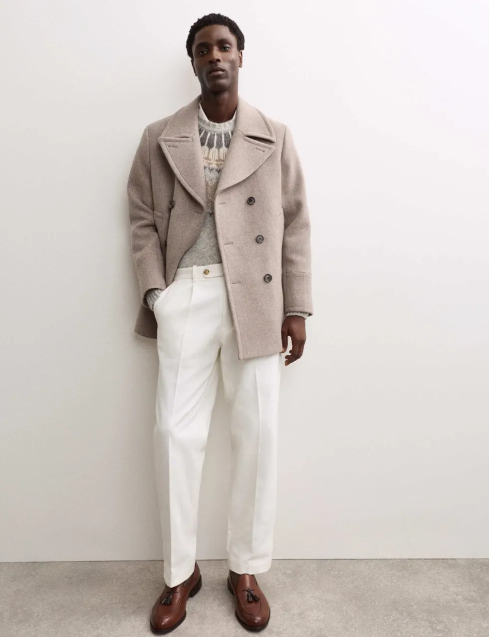 Pure Cotton Tapered Fit Pleated Twill Trousers