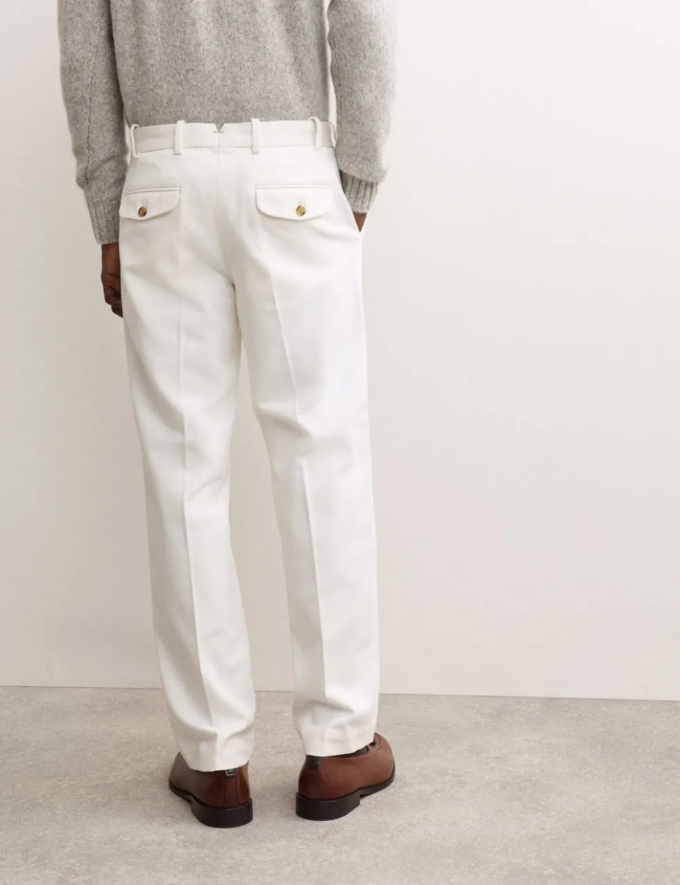 Pure Cotton Tapered Fit Pleated Twill Trousers