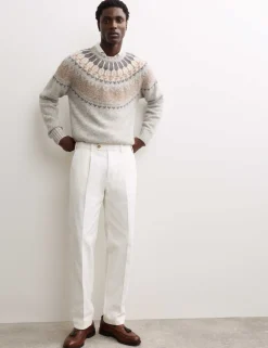 Pure Cotton Tapered Fit Pleated Twill Trousers
