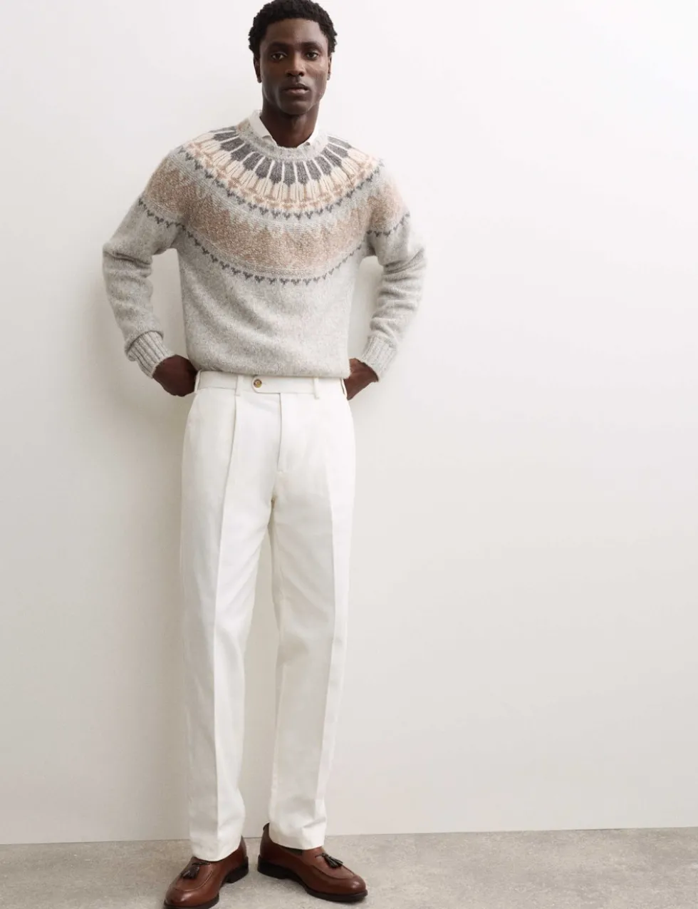 Pure Cotton Tapered Fit Pleated Twill Trousers