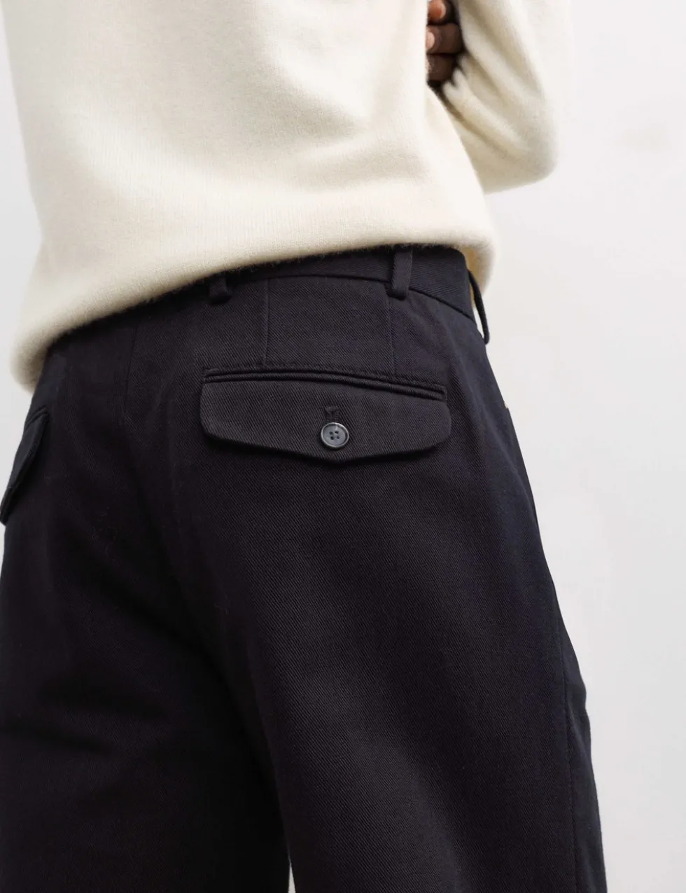 Pure Cotton Tapered Fit Pleated Twill Trousers