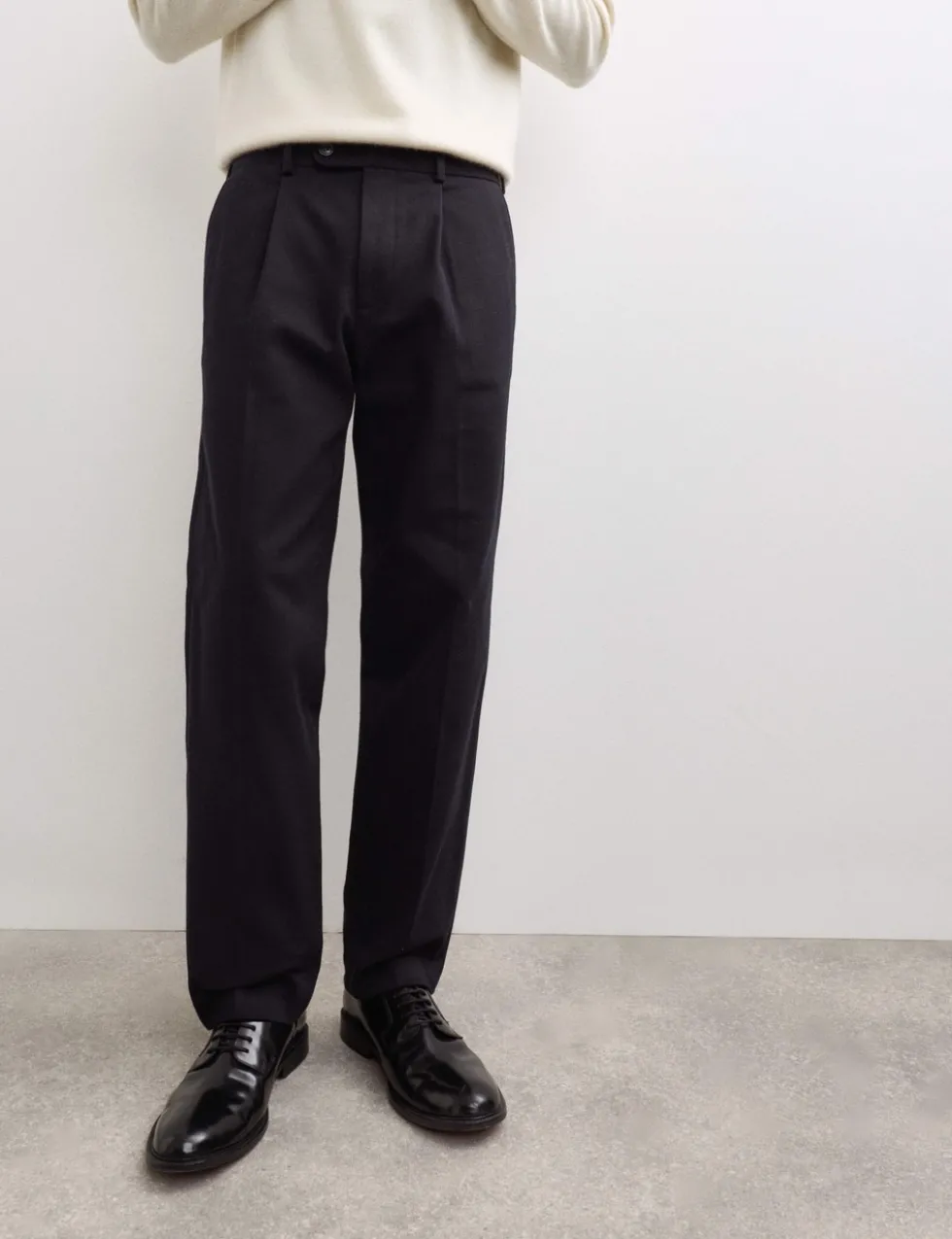 Pure Cotton Tapered Fit Pleated Twill Trousers