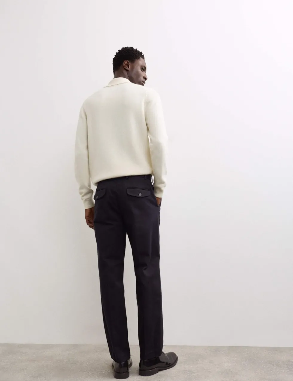 Pure Cotton Tapered Fit Pleated Twill Trousers