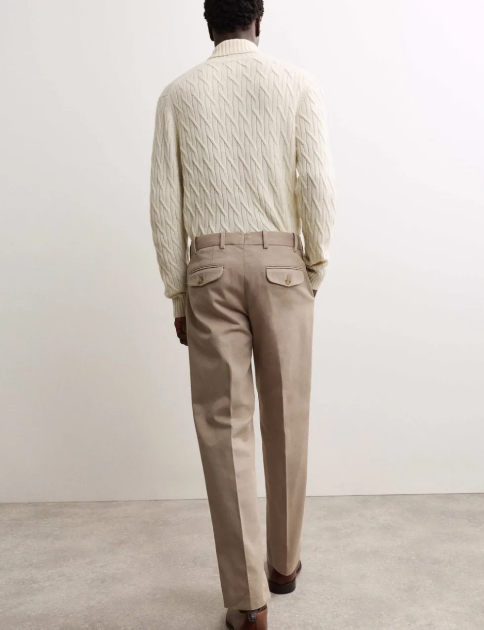 Pure Cotton Tapered Fit Pleated Twill Trousers