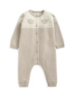 Pure Cotton Teddy Bear Fair Isle Knitted Romper (0-12 Mths)