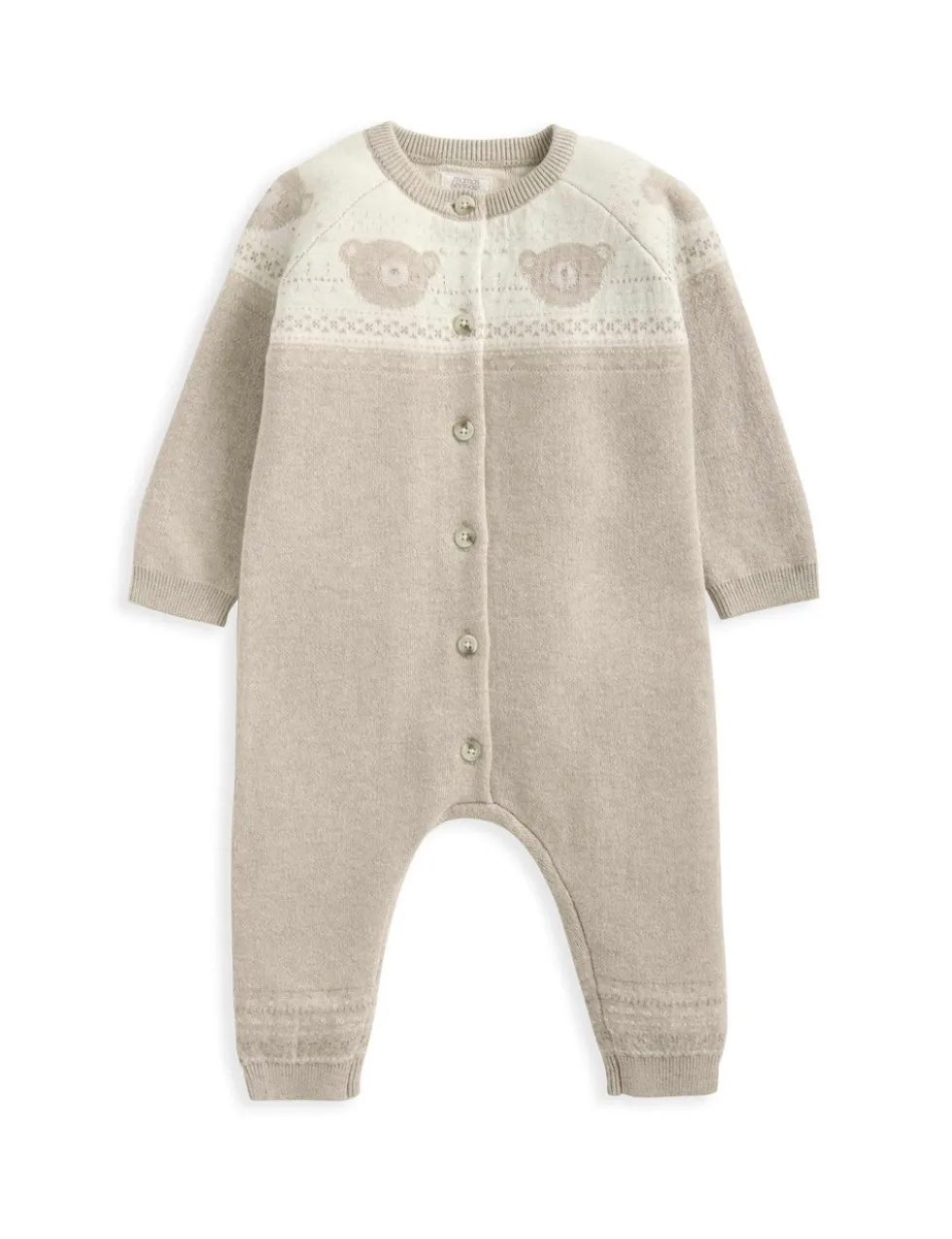 Pure Cotton Teddy Bear Fair Isle Knitted Romper (0-12 Mths)