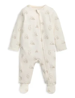 Pure Cotton Teddy Bear Sleepsuit (6½lbs-9 Mths)