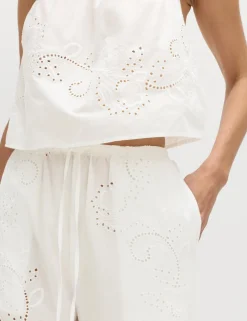 Pure Cotton Textured Broderie Beach Trousers