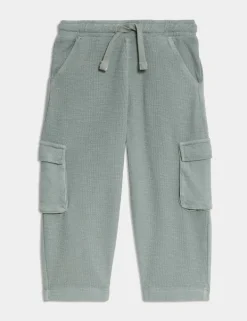 Pure Cotton Textured Cargo Trousers (2-8 Yrs)