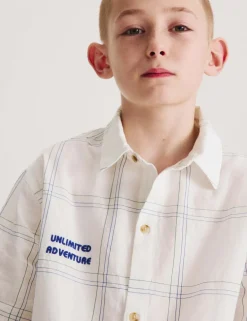 Pure Cotton Textured Check Shirt (6-16 Yrs)