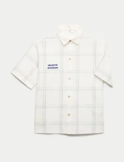 Pure Cotton Textured Check Shirt (6-16 Yrs)