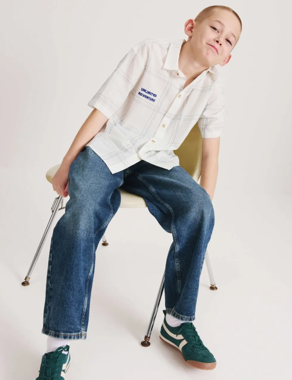 Pure Cotton Textured Check Shirt (6-16 Yrs)