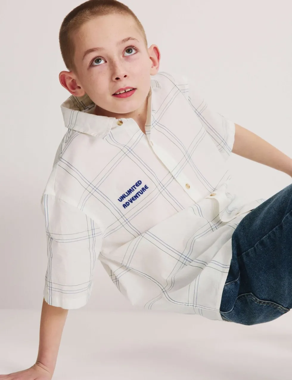 Pure Cotton Textured Check Shirt (6-16 Yrs)