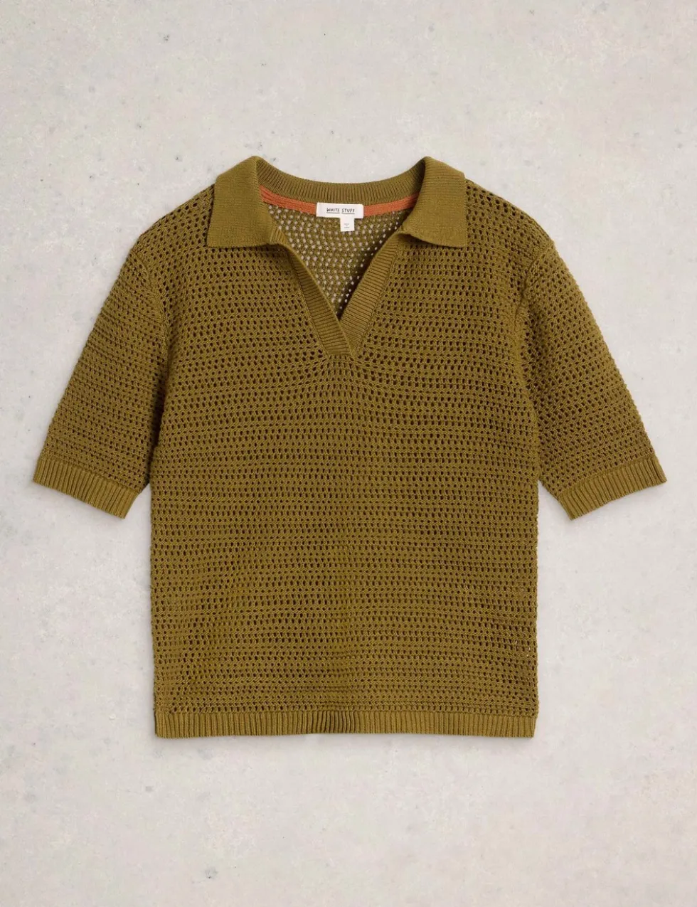 Pure Cotton Textured Collared Knitted Top