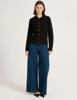 Pure Cotton Textured Collared Cardigan
