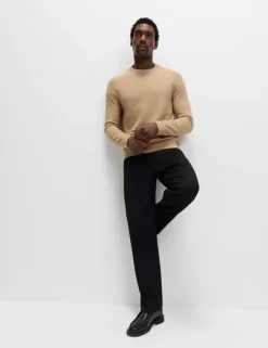 Pure Cotton Textured Crew Neck Jumper