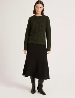 Pure Cotton Textured Crew Neck Jumper